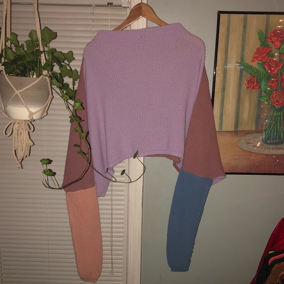 prettylittlething color-block oversized knit crop - Picture 2 of 5